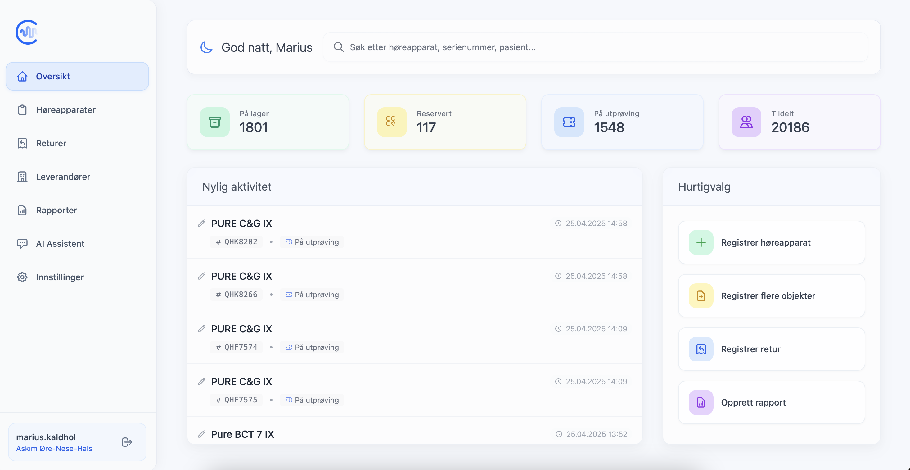 Claudio dashboard